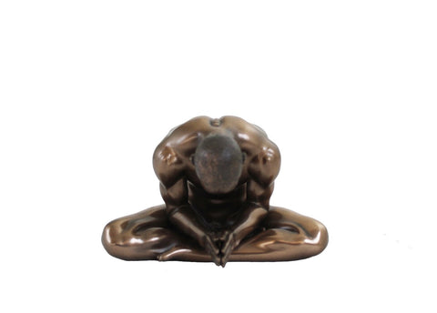 Meditating Nude Man Resin Statue, Bronze Finish, 14x12x9 cm, Italfama