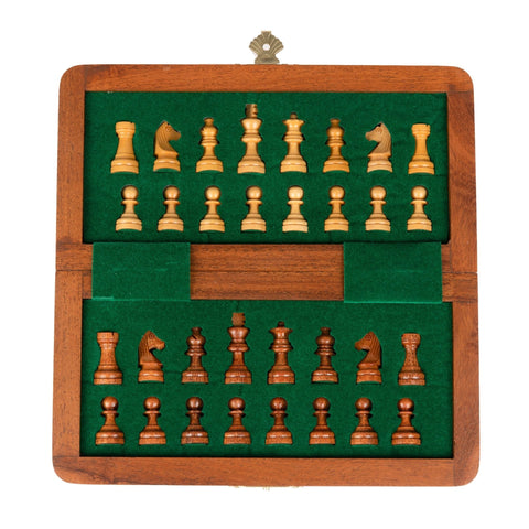 Italfama Magnetic Wooden Chess Set, Travel Folding Board 18.5cm, King 3.1cm