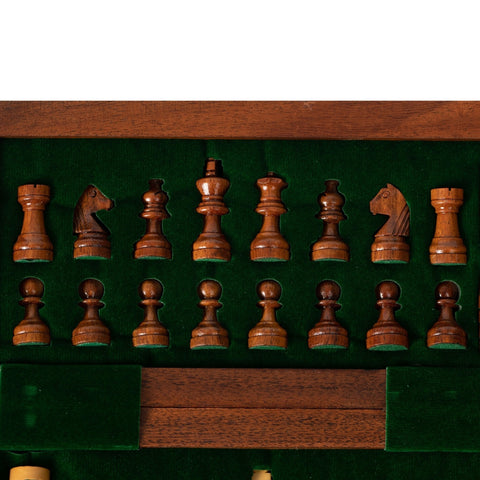 Magnetic Wooden Travel Chess Set 19x19cm, Folding Board with Checkers, Italfama