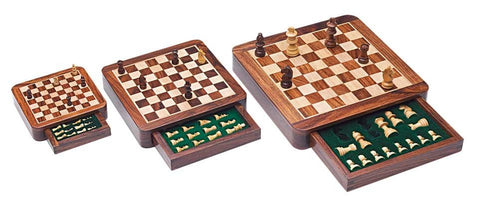 Italfama Magnetic Wooden Travel Chess Set, 18x18 cm Board, Drawer Storage