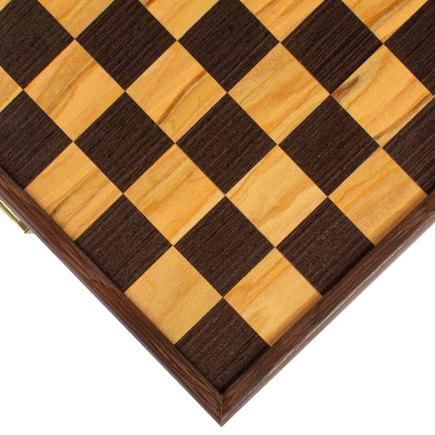Wood Chess Set Staunton Chessmen Olive Burl/Wenge Board 27Cm Manopoulos Skw4130H
