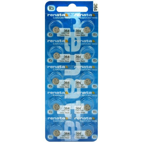 10 Renata 364 Sr621Sw Batteries Silver 1.55V Watch Swiss Made NEW