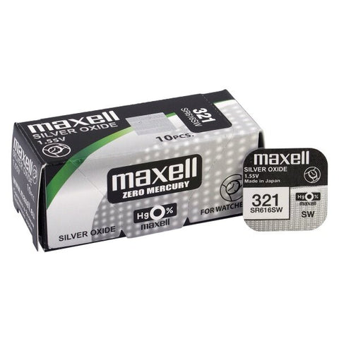 10 Maxell 321 Sr616Sw Batteries Silver 1.55V Watch Battery NEW