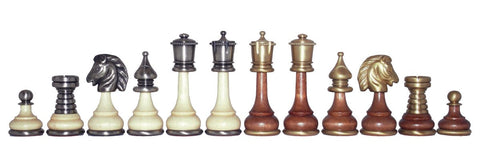 Italfama Brass & Wood Chess Pieces, Gold/Silver Plated, King 9cm Made in Italy