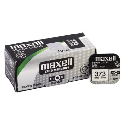 10 Maxell 373 Sr916Sw Batteries Silver Oxide 1.55V Watch Battery NEW