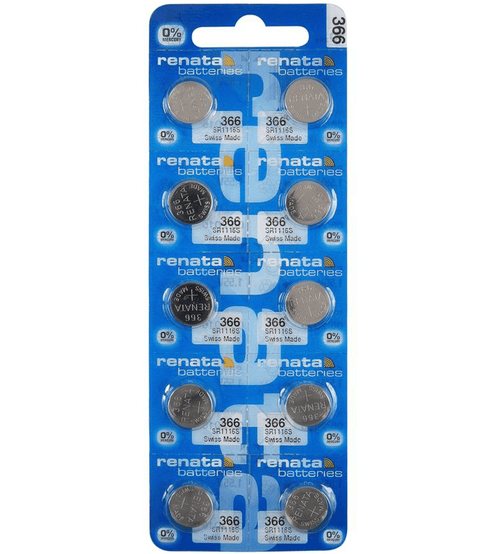 10 Renata 366 Silver Oxide Batteries Sr1116Sw Coin Cell 1.55V 10Bl NEW
