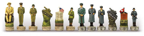 Italfama WWII Chess Pieces Set, Hand-Painted Resin, King 8cm, Made in Italy