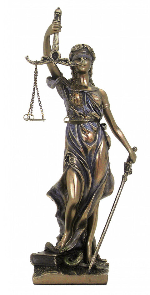 Lady Justice Bronze Resin Statue 20cm Hand-Finished Made in Italy