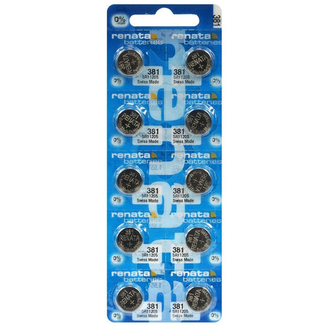 10 Renata 381 Sr1120Sw Batteries Silver 1.55V Watch Battery NEW