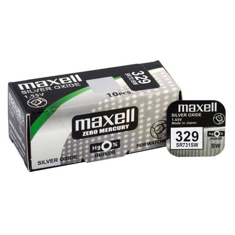 10 Maxell 329 Sr731Sw Batteries Silver Oxide 1.55V Watch Battery 1Bl Cell NEW