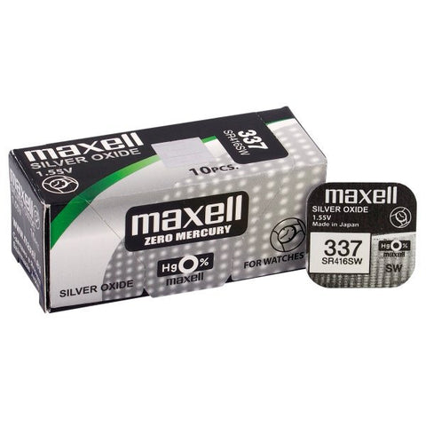 10 Maxell 337 Sr416Sw Batteries Silver 1.55V Watch Battery NEW