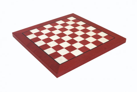 Italfama Handmade Red Gloss Wooden Chess Board 51cm, 5cm Squares, Italy