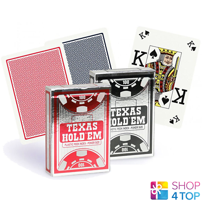 2 Decks Copag Texas Hold'Em Peek Index 100% Plastic Poker Cards Red Black NEW