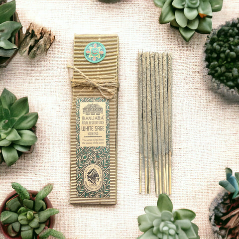 Ritual Resin On Stick - White Sage 8 Incense Sticks Banjara Earthy Herbal NEW