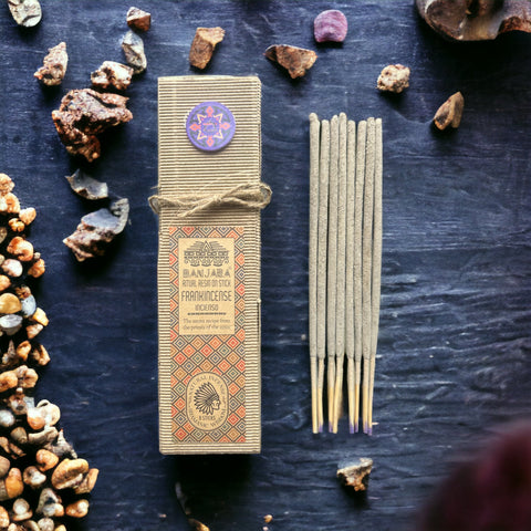 Ritual Resin On Stick - Frankincense 8 Incense Sticks Banjara Wood Citrus NEW
