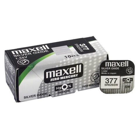 10x Maxell 377 376 SR626SW Batteries Silver 1.55V Watch Battery