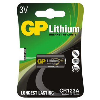 Gp Lithium Cr123A Battery 3V 123/Dl123A Batteries Cr17345 Exp 2033 1Bl NEW