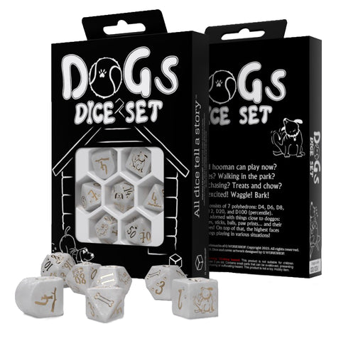 Dogs Dice Set: Charlie Modern D4 Inside Shimmering White Gold Q-Workshop Rdog05