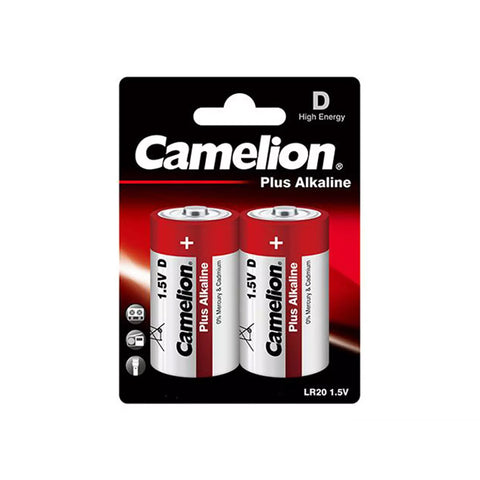 2 Camelion D Plus Alkaline Batteries Lr20 Mn1300 Am1 E95 1.5V 2Bl Exp 2028 NEW