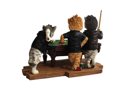 Hand-Painted Biker Cats Playing Pool Resin Figurine 18x12x12cm Italfama Italy