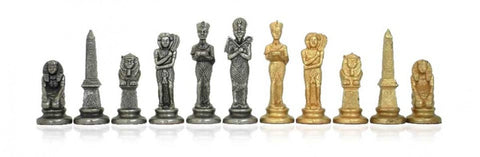 Italfama Egyptian Metal Chess Pieces, Gold & Silver Plated, King 9.5cm