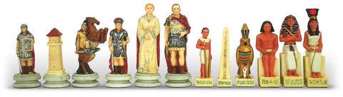 Romans vs Egyptians Hand-Painted Resin Chess Set, 43cm Board, Italfama, Italy