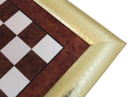 Italfama Handmade Wooden Chess Board, Gold Frame, 48x48cm, 4cm Squares Italy