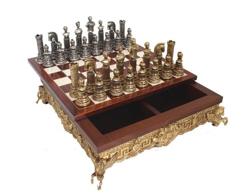 Italfama Roman Emperors Metal Chess Set Gold & Silver Plated Luxury Board