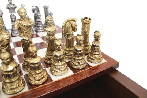 Italfama Roman Emperors Metal Chess Set Gold & Silver Plated Luxury Board