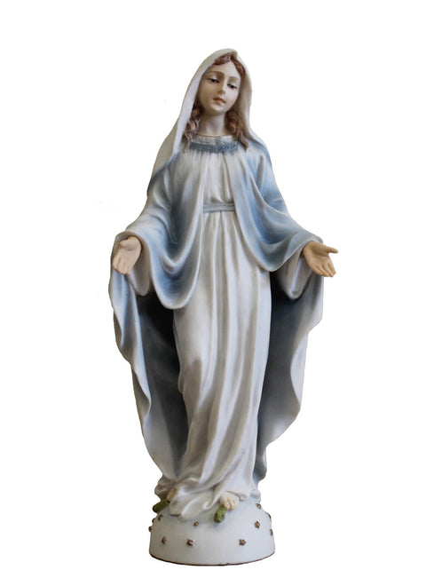 Virgin Mary Statue with Open Arms 20cm Hand-Painted Resin Italfama Italy