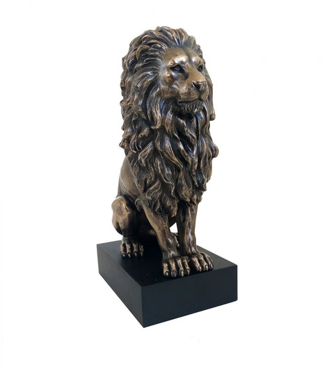 Italfama Lion Statue 22cm Bronze Finish Resin Figurine Handmade Italy Decor