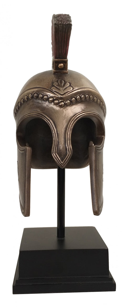 Greek Hoplite Helmet Statue, Bronze Finish Resin, 21cm, Made in Italy, Italfama