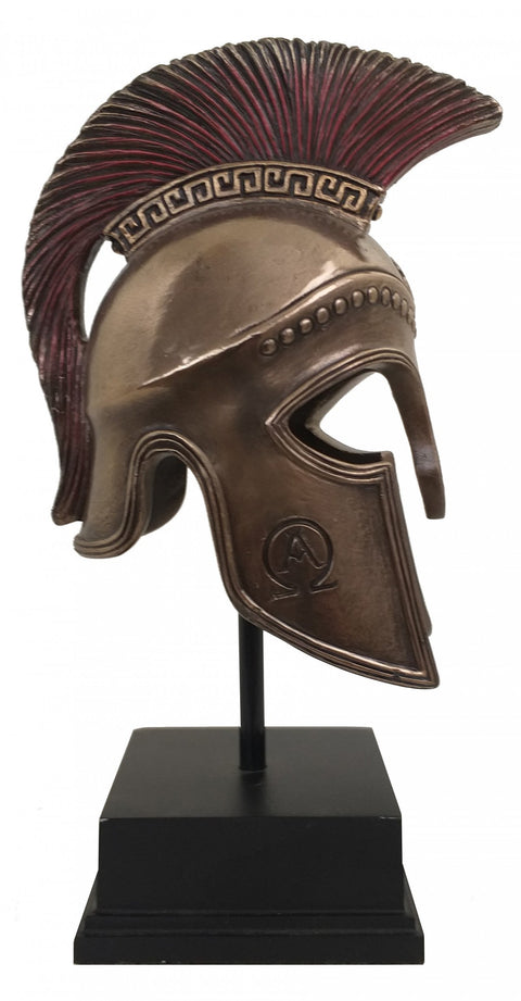 Greek Hoplite Helmet Statue, Bronze Finish Resin, 21cm, Made in Italy, Italfama