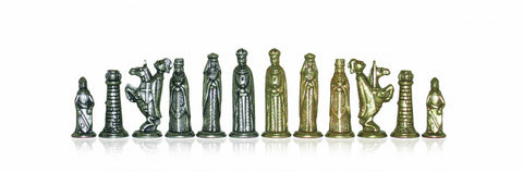 Italfama Medieval Metal Chess Pieces Gold & Silver Plated, King 6cm, Italy