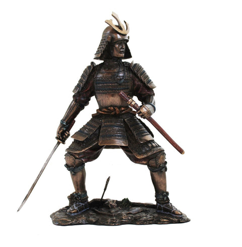 Samurai Warrior Statue with Yoroi Armor, 24cm Resin Bronze Finish, Italfama