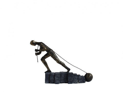 Never Give Up Bronze Finish Resin Statue 24x5x17cm Handmade Italy Italfama