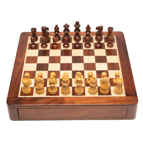 Italfama Magnetic Wooden Chess Set with Drawer, 25cm Board, 5cm King