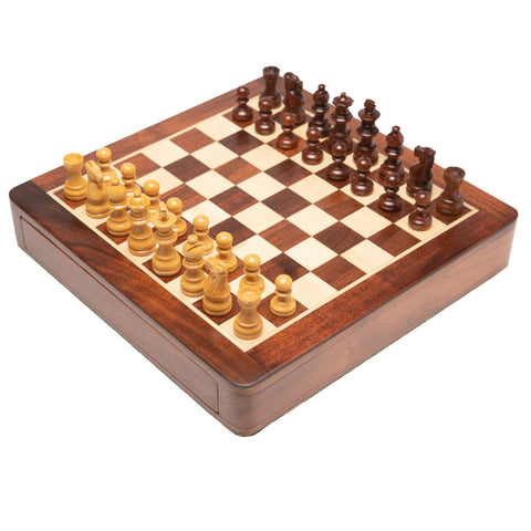 Italfama Magnetic Wooden Chess Set with Drawer, 25cm Board, 5cm King