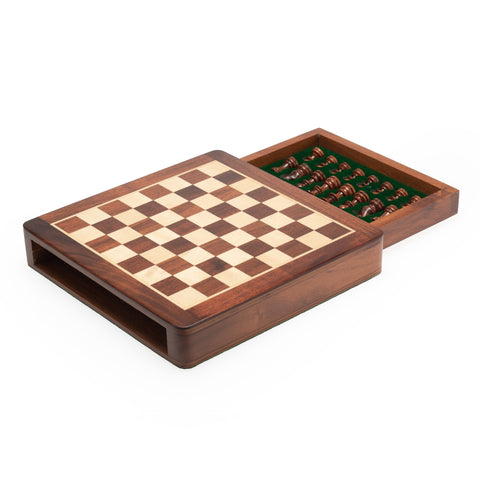 Italfama Magnetic Wooden Chess Set with Drawer, 25cm Board, 5cm King