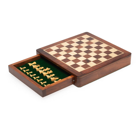 Italfama Magnetic Wooden Chess Set with Drawer, 25cm Board, 5cm King