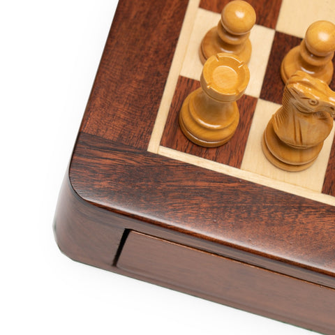 Italfama Magnetic Wooden Chess Set with Drawer, 25cm Board, 5cm King