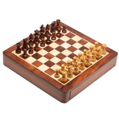 Italfama Magnetic Wooden Chess Set with Drawer, 25cm Board, 5cm King