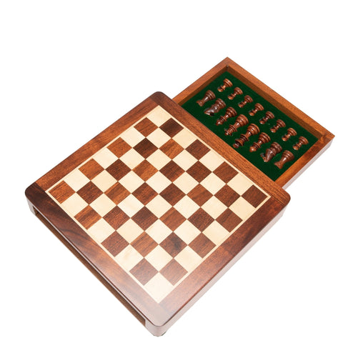 Italfama Magnetic Wooden Chess Set with Drawer, 25cm Board, 5cm King