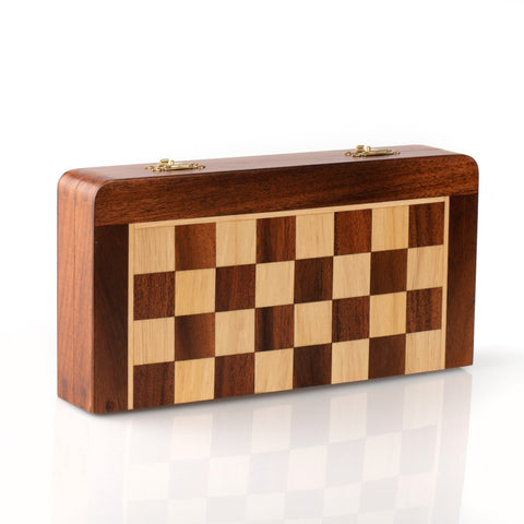Magnetic Wooden Chess & Checkers Set 25x25cm Travel Board w/ Box – Italfama