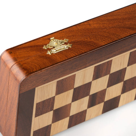 Magnetic Wooden Chess & Checkers Set 25x25cm Travel Board w/ Box – Italfama