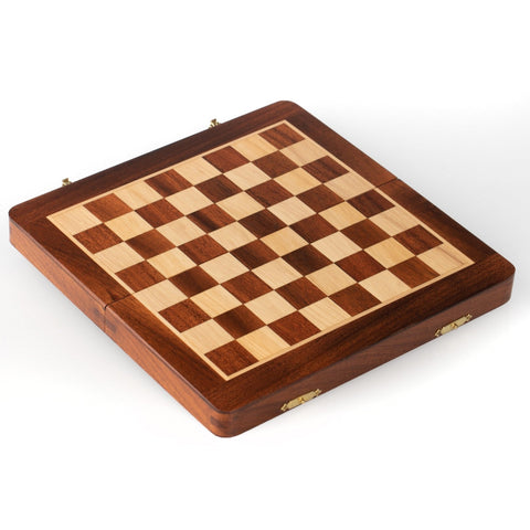 Magnetic Wooden Chess & Checkers Set 25x25cm Travel Board w/ Box – Italfama