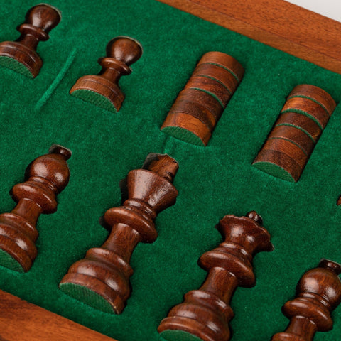 Magnetic Wooden Chess & Checkers Set 25x25cm Travel Board w/ Box – Italfama