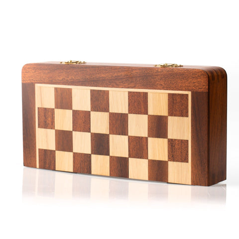 Magnetic Wooden Chess & Checkers Set 25x25cm Travel Board w/ Box β Italfama