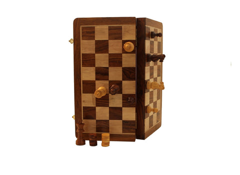 Italfama Magnetic Wooden Chess Set, Folding Board + Checkers, 35x35cm Italy