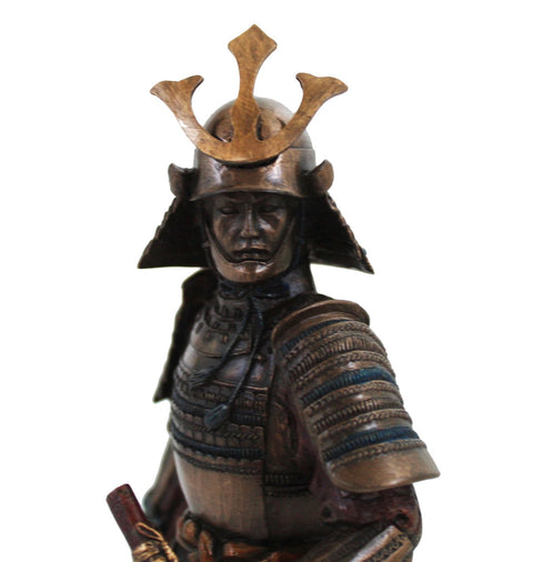 Samurai Warrior Statue with Yoroi Armor, 24cm Resin Bronze Finish, Italfama